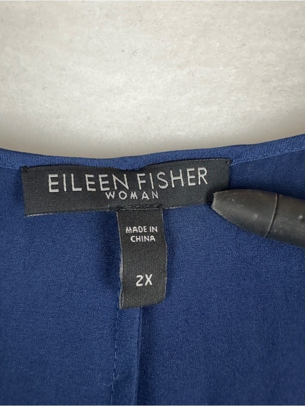 Eileen Fisher Satin Scoop Neck Sleeveless Camisole in Deep Blue - Picture 5 of 9